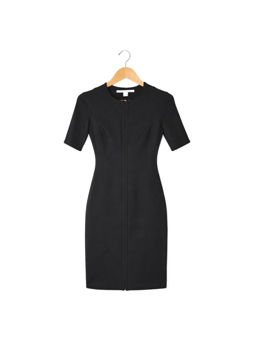 Diane Von Furstenberg Classic Black Zip-Front Sheath Dress